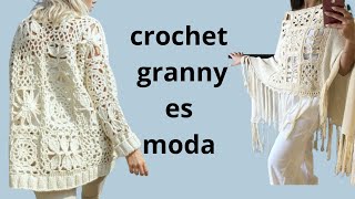 crochet 4 granny square cardigan principiantes beginner granny 1 [upl. by Deraj]