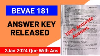 BEVAE 181 Dec 2023 Answer Key Out  BEVAE 181 2 jan 2024 Exam Answer Key  IGNOU BEVAE 181 [upl. by Atterg]