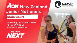 Day 2  MAIN COURT  Aon New Zealand Junior Squash Nationals [upl. by Tnarud]