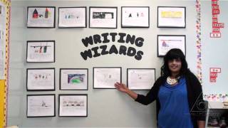 Writing Wizards Portfolio Wall Tracking Progress in First Grade [upl. by Leummas]