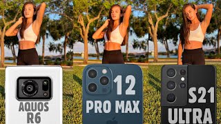 Sharp Aquos R6 vs iPhone 12 Pro Max vs Samsung Galaxy S21 Ultra Camera Test [upl. by Gillman337]