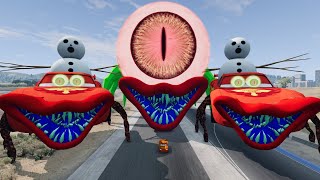 Epic Escape Lightning McQueen Outruns Mack Super Mutant Heads and Skibidi Toilets  BeamNGDrive [upl. by Eisiam]