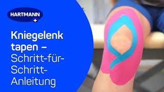 Kniegelenk tapen Anwendung DermaPlast® ACTIVE Kinesiologisches Tape [upl. by Carri70]