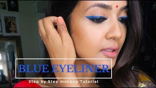 Blue Liner  Saree Look  Vithya Hair and Makeup [upl. by Verene166]