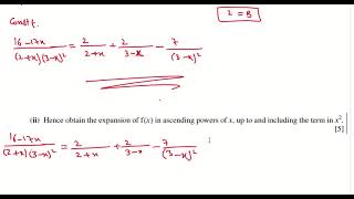 Lesson 3 Maths9709 A Level Partial Fractions and Binomial Expansions Q 4 [upl. by Duke]