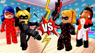 LADY BUG AND CAT NOIR VS ANTIBUG AND VOLPINA BATTLE NO MIRACULOUS RP  MIRACULOUS ROBLOX [upl. by Irdua306]