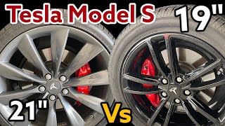 Tesla Model S Wheels 19quot or 21quot Looks vs Economy  Trying Out 19quot Wheels on My Tesla Model S P85D [upl. by Hezekiah616]