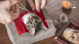 羊毛フェルトで猫を作る制作過程 6  Needle felting Cat quotSIDE by SIDEquot A process of making a cat with wool felt [upl. by Aicemaj411]