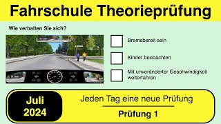 🚘 Führerschein Theorieprüfung Klasse B 🚗 Juli 2024  Prüfung 1 🎓📚 [upl. by Atilef]