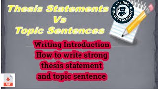 Thesis Statement and Topic Sentence [upl. by Faxun127]