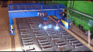 Panel Welding Gantry in operation  automated robot welding at shipyards [upl. by Eissel]