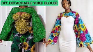 How to Cut and Sew a Detachable Keyhole Yoke Blouse with flare Sleeves [upl. by Kaete]