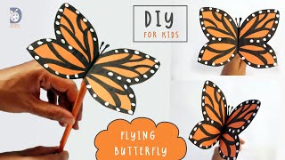 Easy Flying Butterfly using paperHow to make a moving ButterflyDIY for kids [upl. by Silvain]