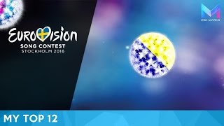 Eurovision 2016  MY TOP 12 so far [upl. by Aetnuahs]