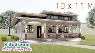 HOUSE DESIGN IDEA  10 X 11 Meters  3 Bedroom Farmhouse [upl. by Jeritah]