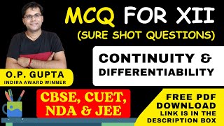 Class 12 Maths MCQs  Chapter 5 Continuity and Differentiability  MCQ for CBSE 2024 by OP GUPTA [upl. by Noiztneb]