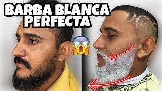 TUTORIAL DE COMO PINTAR Y HACER BARBA BLANCA PERFECTA  FREESTYLE  Barbero Eduard [upl. by Halas]