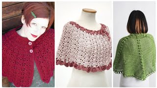 Impressive Trending collection of crochet knit caplets shawls pattern [upl. by Adalai]