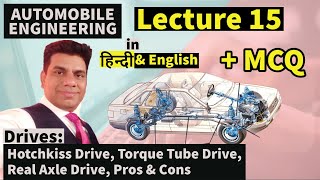 AE Lec15 Hotchkiss Drive Torque Tube Drive Rear Axle Drive Pros amp Cons Hindi  English [upl. by Ahsinav]