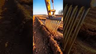 The process of loosening the soil with an excavator rake [upl. by Sreip]