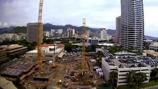 Second Tower Crane Going Up at 801 South Street Honolulu HI former Honolulu Advertiser Building [upl. by Peace]