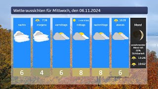 Das Wetter für Mittwoch den 6 November 2024 [upl. by Heck]