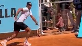 Baby Rafa Watching His Dad Practice Service Returns  Madrid 2024 [upl. by Lrub]