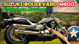 Suzuki Boulevard M800  Review  Cruiser Bike  VTwin  Loud Pipes  Touring Cruiser  Bike Life [upl. by Tobi]