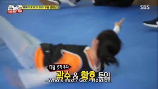 Lee Kwang Soo and Song Ji Hyo Funny Fight scene Running man ep 361 [upl. by Atteyram]