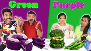 Extreme Green Vs Purple Food Eating Challenge  Hungry Birds [upl. by Gnay]