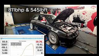 18t Stroker Audi 8L S3 G351050 turbo 811bhp ignitron ecu 8 x 1000cc injectorssee more [upl. by Akeemat599]