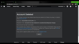 My account got terminated  ROBLOX [upl. by Myer]