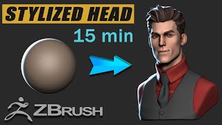 Stylized Male Head SculptingZbrush [upl. by Rufford681]