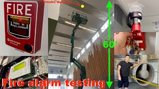 High school fire alarm testing notifier system with 60 foot high smoke and smoke control system [upl. by Laerdna]