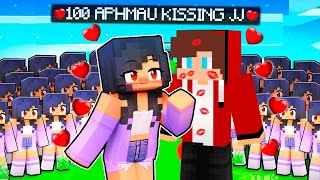 100 APHMAUs TRY TO KISS JJ maizen in Minecraft 360° [upl. by Zzahc]