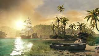 Tropical Island Beach With Pirate Ship Ambience to sleep relax study  Ambience Immersion [upl. by Ecinreb]