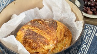 NoKnead Dutch Oven Bread 5 ingredients [upl. by Lolly]