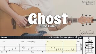 Ghost  Justin Bieber  Fingerstyle Guitar  TAB  Chords  Lyrics [upl. by Isoj]