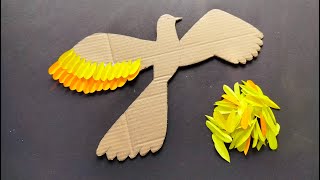 Diy yellow bird wall hanging using cardboard and paper Easy paper wall decor [upl. by Healy]