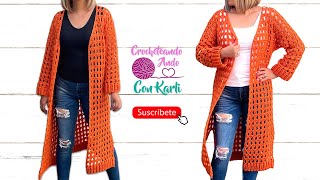 Abrigo tejido a crochet 💕 Modelo “Romaquot 🌺 TUTORIAL PASO A PASO [upl. by Ellehsor]