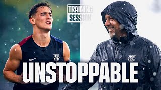 RAINY TRAINING after BIG WIN in el CLÁSICO  FC Barcelona Training 🔵🔴 [upl. by Osswald]