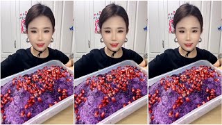 ASMR ICE EATING with POMEGRANATE [upl. by Nnalatsyrc]