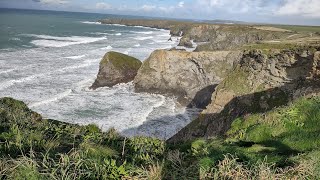 The National Trust Bedruthan Steps in Cornwall on a Novembers day [upl. by Danete]