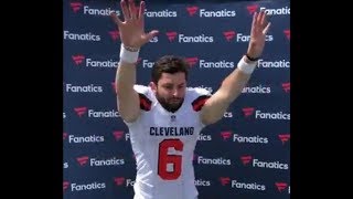 Baker Mayfield Dancing Dances In Browns Uniform At Fanatics Jersey Event Rookies 2018 [upl. by Damicke465]