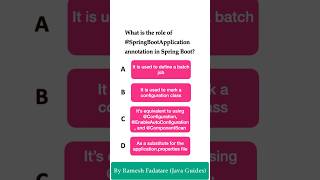 Spring Boot Quiz 11  What is the role of SpringBootApplication Annotation springboot quiz [upl. by Margret]