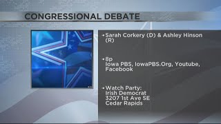 Congressional candidates Sarah Corkery Ashley Hinson to face off in PB debate on Monday [upl. by Atinnor828]