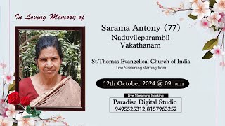 FUNERAL SERVICE  SARAMA ANTONY 77 [upl. by Llenoj]