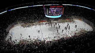 Fans toss bears onto the ice during the 2023 Giant Teddy Bear Toss [upl. by Adohr126]