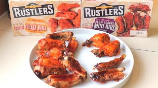 NEW RUSTLERS BUFFALO CHICKEN WINGS amp BBQ MINI RIBS  FOOD REVIEW [upl. by Osric]