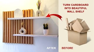 Creating Beautiful Floating Wall Shelves from Recycled Cardboard  DIY Home Decor [upl. by Linet]